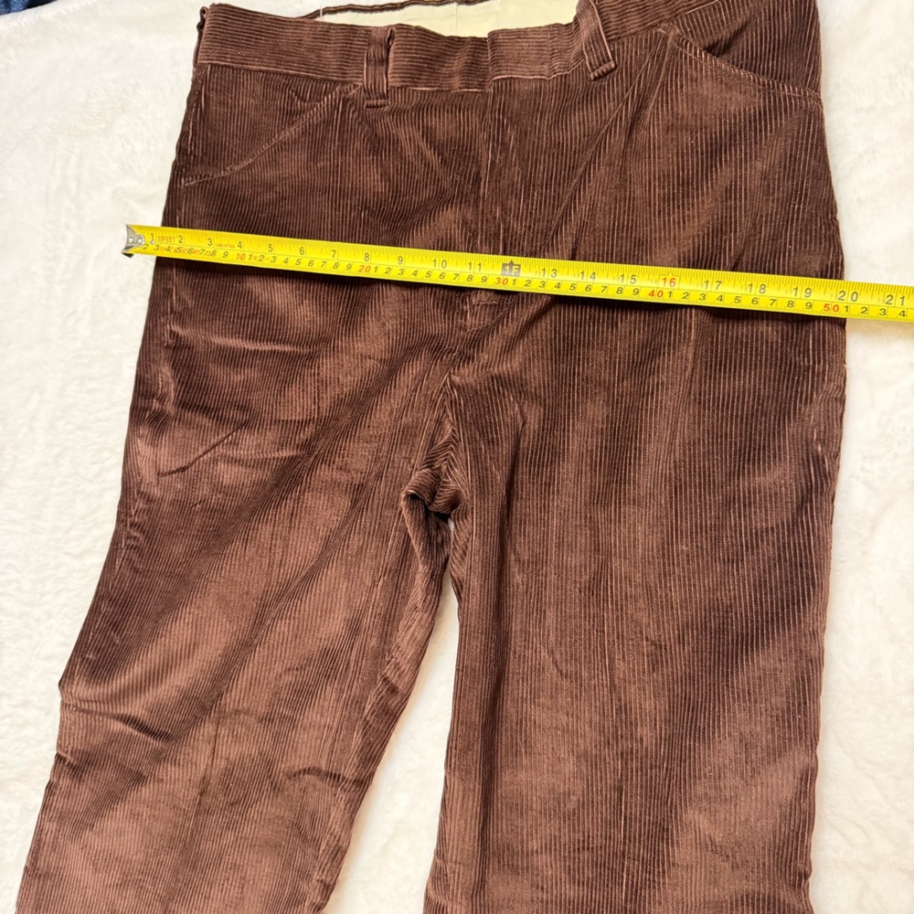 Vintage 1970s Brown Corduroy Pants Straight Leg Scovill Zipper Size 34x30 - Picture 11 of 14